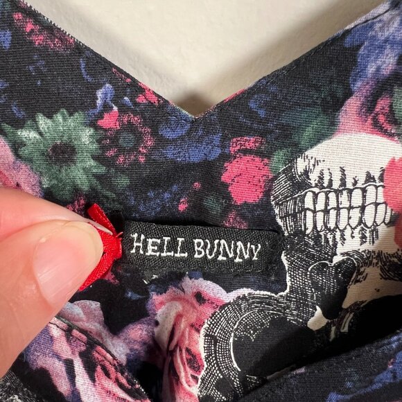 Hell Bunny Graciela Skull Circle Dress Size Medium Goth Pinup Open Back Retro - Picture 4 of 12